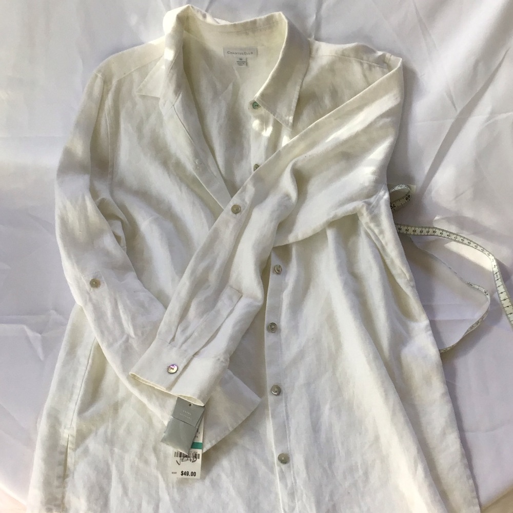 Charter Club Women’s Linen Button Down Shirt